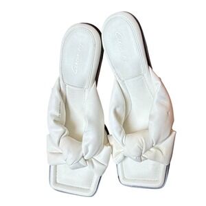 Circus NY Skeet White Knotted Puffy Square Toe Kitten Heel Mules Sandals 11M
